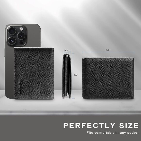 ⚡Travelambo Men Cross Texture Black Genuine Leather Handmade Stylish Wallets - Picture 4 of 9